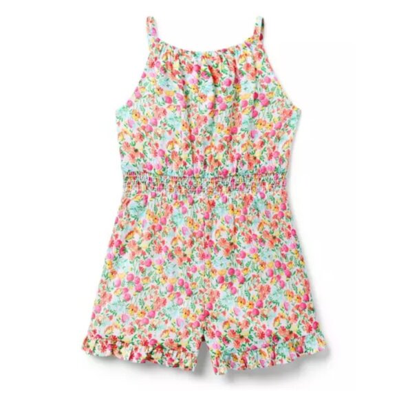 Janie and Jack Ditsy Floral Ruffle Hem Romper With Pockets Lined New Wit… - Picture 2 of 4